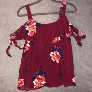 Maurices Maroon Floral Tank Top